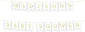 Andaz Press Personalized Baby Shower Hanging Bunting Pennant Party Banner with String, Metallic Gold Ink, Madison's Baby Shower, 8-Feet, 1-Set, Includes String, Custom Name