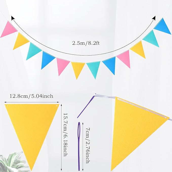 Outus 6 Pack 72 Flags/8.2 ft Rainbow Pennant Banner, Multicolor Bunting String Triangle Flags Garland for Birthday Party Classroom Carnival Baby Shower Indoor Outdoor Decorations(Macaron Colors)