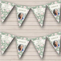 Vintage Style Happy Sage Pink Flowers Photo Personalized Birthday Party Bunting - Hanging Party Decoration - Birthday Party Banner Garland | Decorative Party Supplies