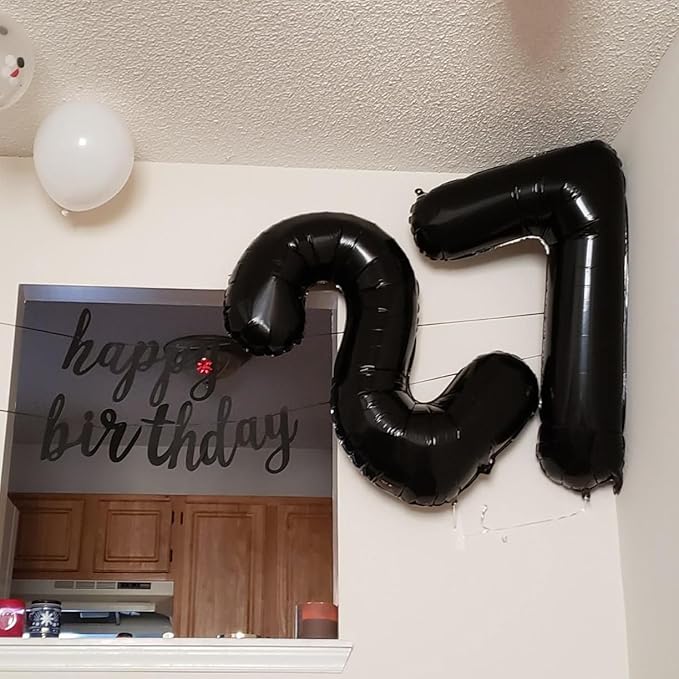 40 Inch Black Number Balloon 2, Large Number Foil Balloons Mylar for Girl Boy Birthday Party Celebration Decorations Supplies, Digital Balloons for Wedding Anniversary Events Decorations