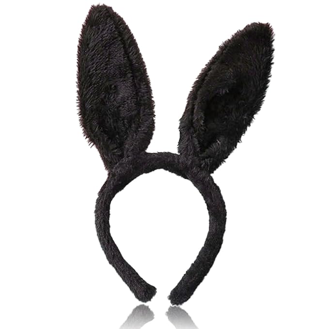 Bunny Headband Easter Hair Bands for Women Girls Kids, Black Cute Plush Rabbit Ears Hair Accessories Non Slip Headbands Easter Day Party Decoration Supplies