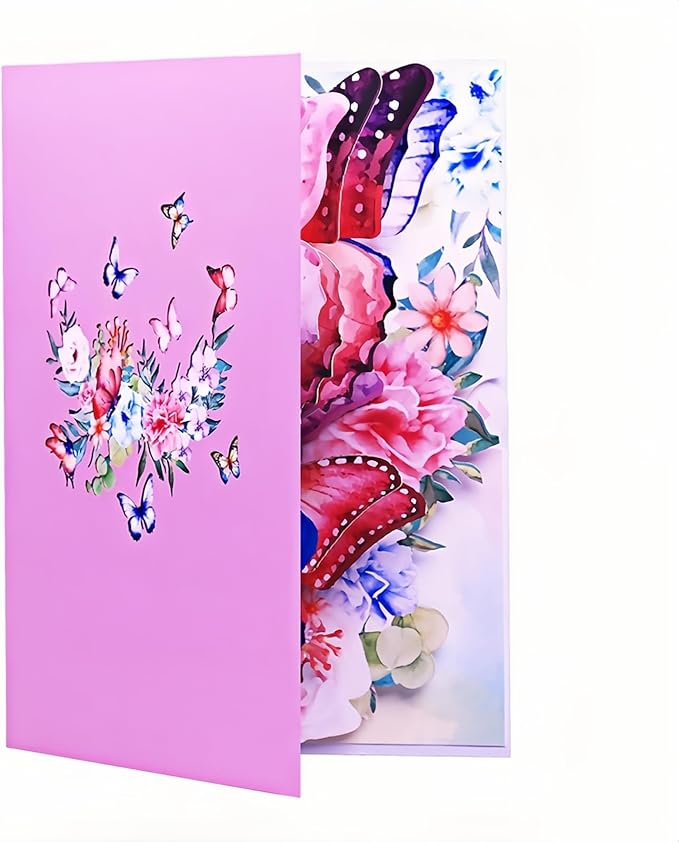 Steelhill Greeting Cards with Envelopes, Pop-up Style,Butterfly Card for Mother's Day Valentines Day birthday Thinking of You Card for Wife,Girlfriend (Cute Butterflies)