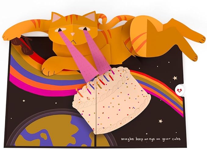 Lovepop Funny Birthday Cat Pop-Up Card for Her and Him - 3D Greeting Cards for Boys, Girls, Men, Women - Out of This World - 5" x 7" Card - Blank Notecard and Envelope Included