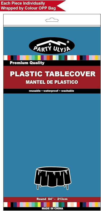 Navy Blue Plastic Tablecloths 2 Pack Disposable Table Covers 84 Inches Circle Shower Party Tablecovers PEVA Vinyl Dark Table Cloths for Parties Birthdays Weddings Banquet's 6 ft Round Table Use