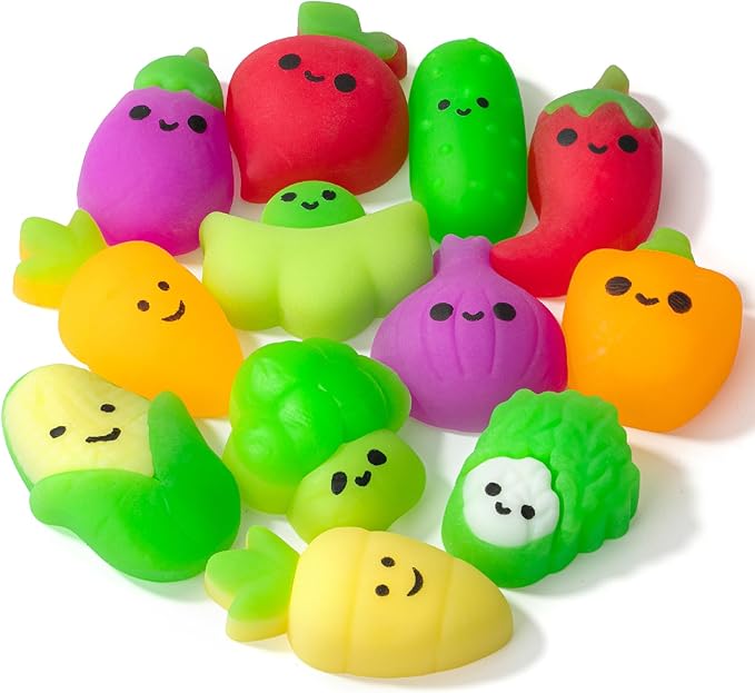 Mr. Pen- Vegetable Squishy Toys, 12 Pack, Washable Twistable Stretchy Squishies, Soft Stress Relief Sensory Toys for Squeezing, Kids’ Gifts, Party Favors & Classroom Rewards, Easter Egg Fillers