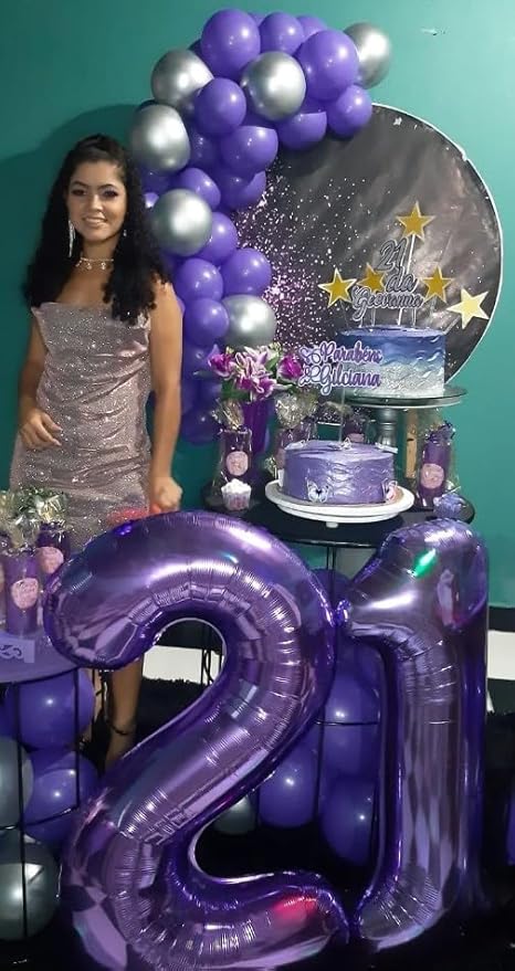 Jumbo Purple Number 1 Balloon 40 Inch, Mylar Foil Number One Balloons for Boy Girl 1st 1 11 21 31 41 51 81 Birthday Party, Giant Balloons Anniversary Graduations Photo Shoot Decorations