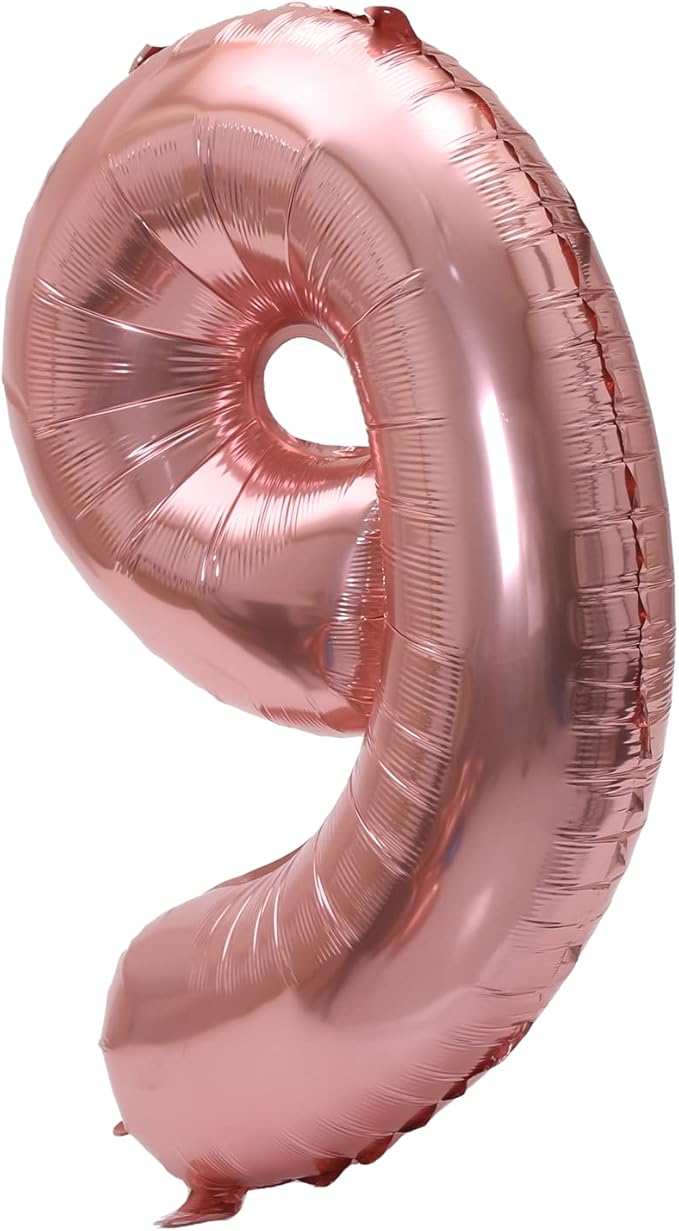 YPSelected 32 Inch Large Foil Helium Number Balloon Birthday Wedding Party 0-9 (Rose Gold, 9)