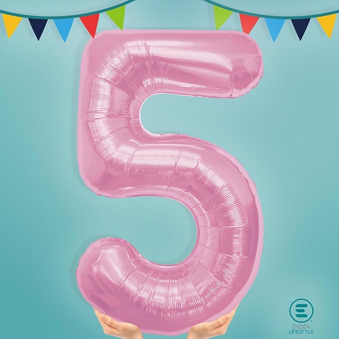40 Inch Large Pink Number Celebration and Decoration Balloon for Birthday Parties, Graduations, Anniversaries, Weddings, Photo Shoots, Special Events - Helium Foil Mylar (Pink Number 5)