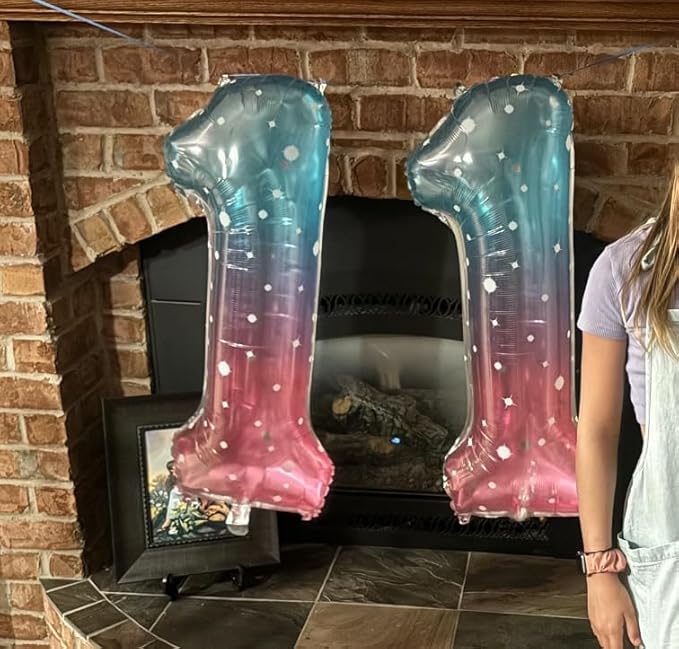 Number Balloons 1, 40 Inch One Balloons for 1st Birthday Girl Boy 1 11 21 Party Decorations Baby Shower Photo Shoot, Pink Purple Blue 1 Balloon