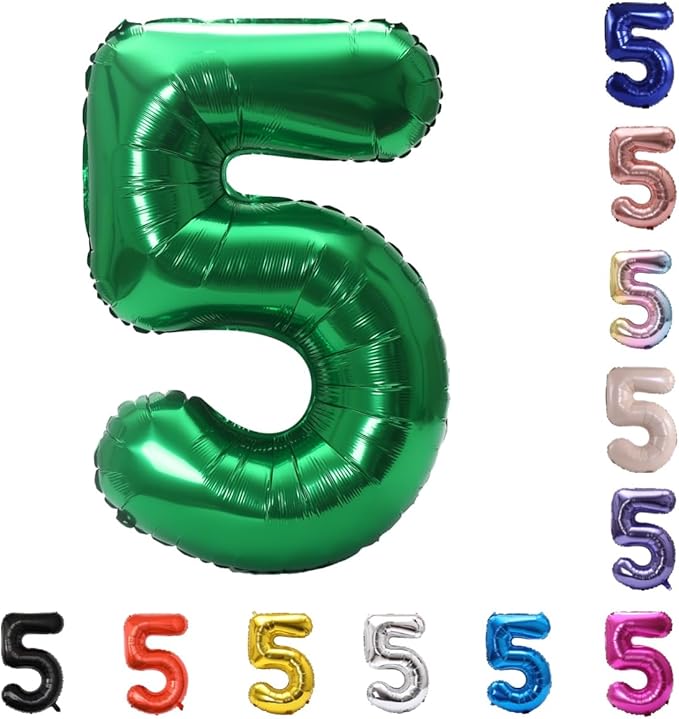 YPSelected 32 Inch Large Foil Helium Number Balloon Birthday Wedding Party 0-9 (Green, 5)