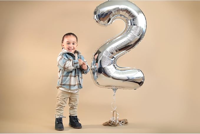 Silver Number 1 Balloon for First Birthday 40 Inch, 1st One Number Balloons Birthday Decorations for Girl Boy Toddler Baby