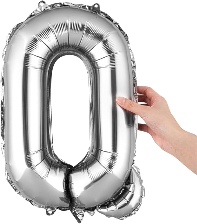 Restaurantware-Balloonify 16 Inch Letter Balloon, 1 Alphabet Party Balloon - Letter Q, Self-Sealing, Silver Foil Mylar Finish, Hanging Loop, Decoration For Birthday, Wedding, Or Graduation