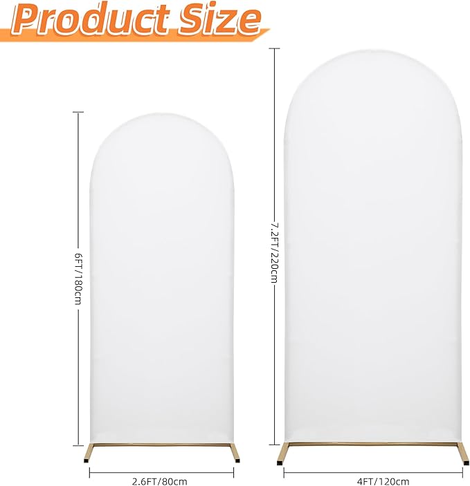 6.6FT Arch Covers,Arch Backdrop Stand Fitted Cover for Wedding Birthday Party Ceremony Banquet Decoration(White,Cover Only)