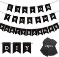 24pcs Blank DIY Black Banner Set, Personalized Banner Party Decorations Supplies Custom Signs, Customize Handwriting Banners for Birthday, Wedding, Baby Shower and Graduation Party Decorations