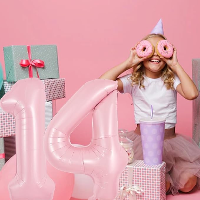 TONIFUL 40 Inch Pastel Pink Number 4 Balloon Balloon Big Pink Digital 4 Balloon for Girl's Birthday Party Wedding Bridal Shower Engagement Anniversary Photo Shoot Supplies