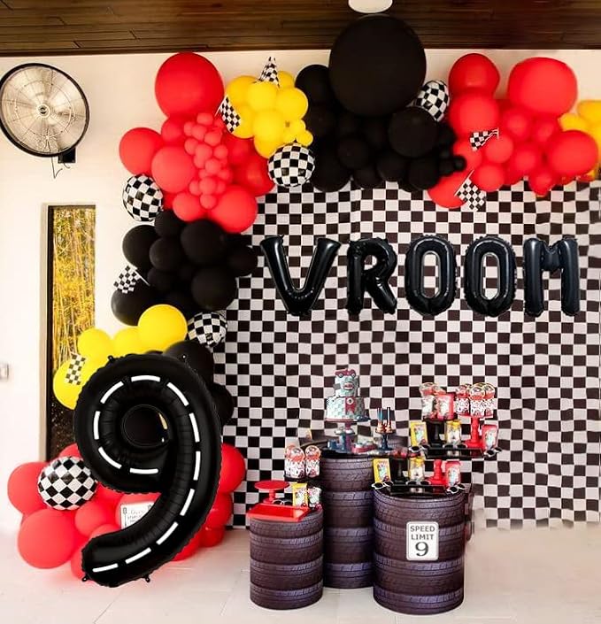134pcs Race Car Balloon Party Supplies Decorations for Boys - Racing Theme Happy Birthday Racecar Number Balloons Garland Kit With Arch (9)