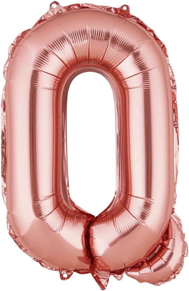 Restaurantware-Balloonify 16 Inch Letter Balloon, 1 Alphabet Party Balloon - Letter Q, Self-Sealing, Rose Gold Foil Mylar Finish, Hanging Loop, Decoration For Birthday, Wedding, Or Graduation
