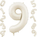 40 Inch Cream Number 9 Balloon, Beige Large 9th Birthday Balloons, Digital 9 Cream White Giant 9 Foil Balloon Helium for Boys Girls 9th Birthday Decorations Anniversary Baby Shower Party Decoration