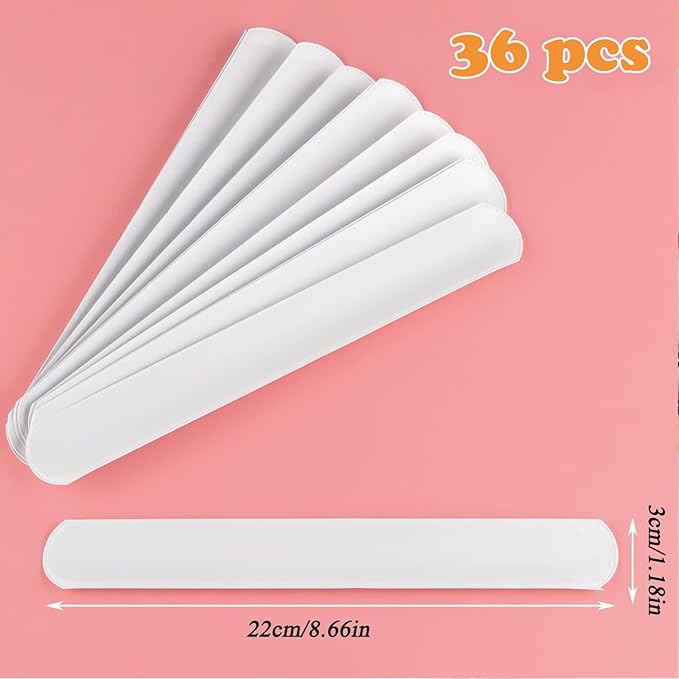 36 PCS Slap Bracelets - DIY Color Your Own Slap Bands for Birthday, Halloween, Thanksgiving, Christmas Party