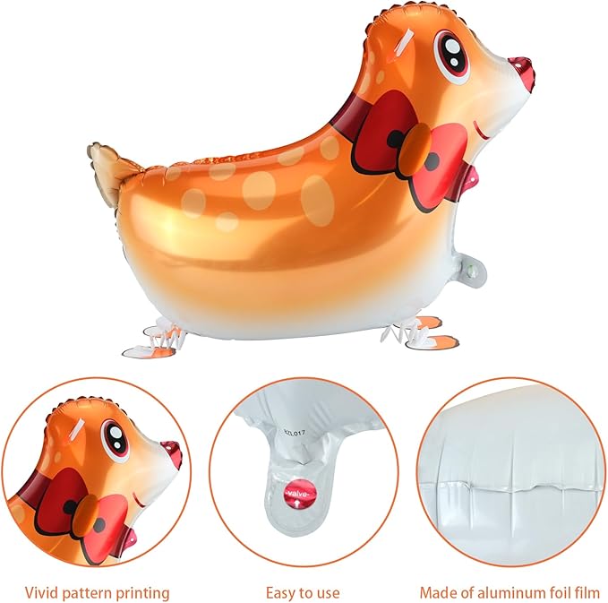 20Pcs Set Walking Animals Balloons Set, Pets Walking Balloons, Mylar Foil Helium Aluminum Balloon Kit for Kids Birthday Party Baby Shower Decor Children Gift