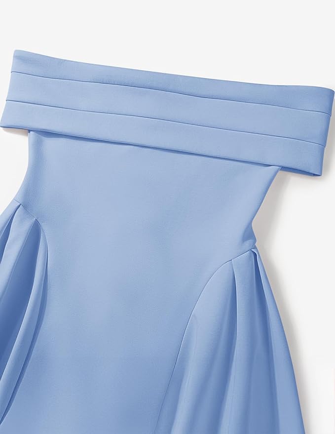 ZESICA Summer 2026 Cocktail Dresses for Women's Off Shoulder Short Sleeve Swing A Line Wedding Evening Party Midi Dress