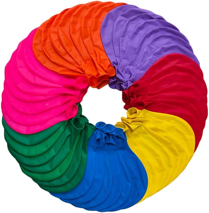 50 Pack Rainbow Balloons 24 Inch Multicolor Latex Big Balloon Bulk for Wedding Birthday Baby Shower Party Decorations