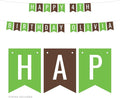 Andaz Press Personalized Hanging Pennant Banner Party Decorations, Kiwi Green, Brown, Happy 4th Birthday Olivia, 1-Pack, Approx. 5-Feet, Custom Name and Number, Woodland Animals Theme
