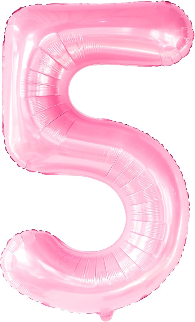 KatchOn, Giant Pink 5 Balloon Number - 40 Inch | Mylar Pink Number 5 Balloon | Pink Five Balloons, 5th Birthday Decorations Girl | Pink 5 Balloon For Happy Anniversary Decorations