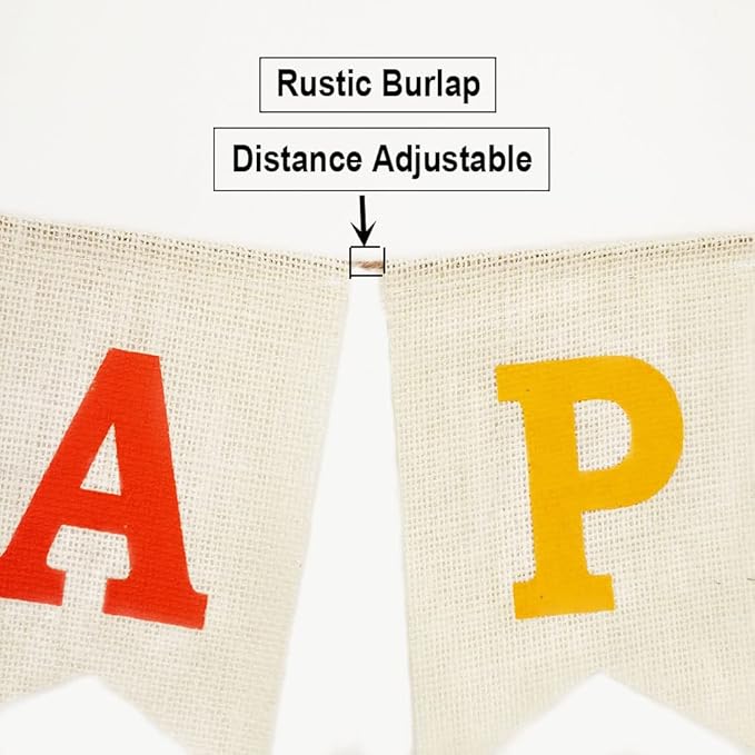 Burlap Happy Birthday Banner, Assembled Birthday Banner Sign Garland for Colorful Birthday Party Decorations