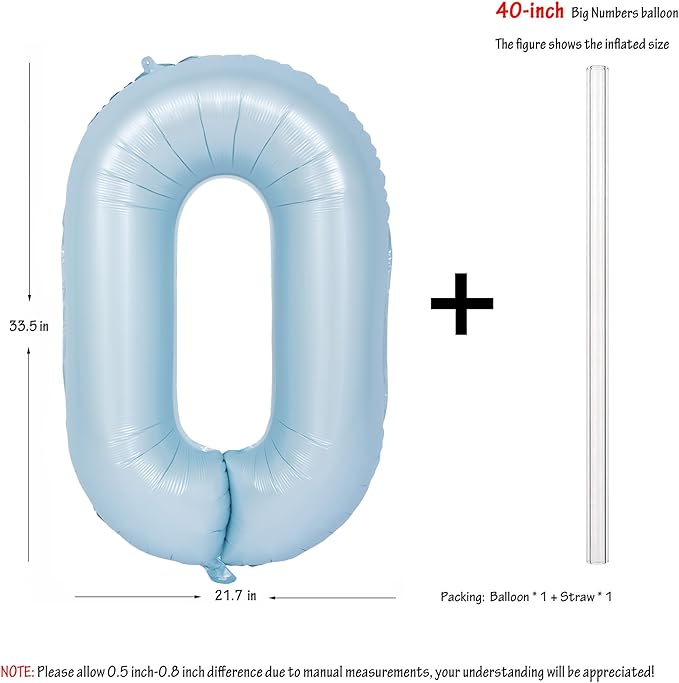 40 In Matte Blue Number Balloons Helium Foil Mylar Balloon Birthday Party banquet Decoration Digital 0