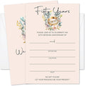 Floral Ring 50th Wedding Anniversary Invitations, 50th Anniversary Invites, 50 Years Wedding Party Supplies, 25 Pcs Cards & Envelopes /14