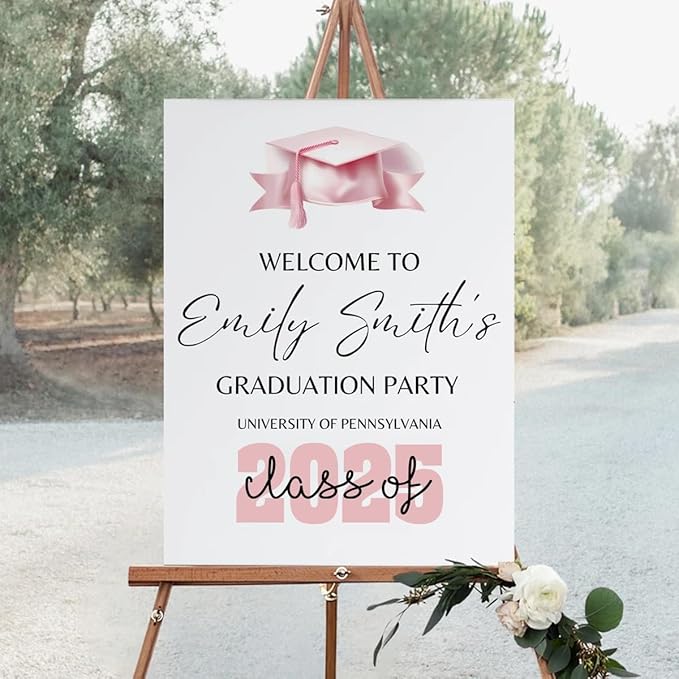 Graduation Party Welcome Sign, Photo Graduation Poster, Greenery Grad Poster, Grad Party Decorations, Senior 2025 2026, Class of 2025 Welcome Board,Custom Grad Celebration Sign, Graduates, Canvas 2