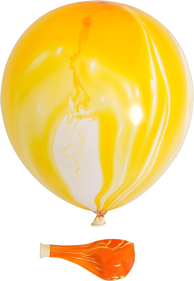 Orange or Yellow Tie Dye Balloons 30PCS 12 Inch Agate Marble Latex Swirl Balloons For Tie Dye Birthday Party Supplies,Candyland,Bachelorette,Fun Hippie Party Decorations