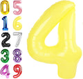 4 Birthday Balloons, 40 Inch 4 Balloons for Birthday Party Decoration, Yellow Number 4 Ballon for 4, 14, 24, 40 Celebration, Halloween, Christmas, Anniversary Decor