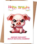 Funny Pig Birthday Card, Cute Birthday Cards Gifts for Pig, Piglet, Farm Animal Lovers, Men, Women, Him, Her, Friend, Coworker