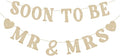 Soon To Be Mr & Mrs Sign Banner For Bridal Shower Decorations, Pre-strung Gold Glitter Wedding Shower Decorations For Home Party, Engagement Banner For Bachelorette Couples Shower