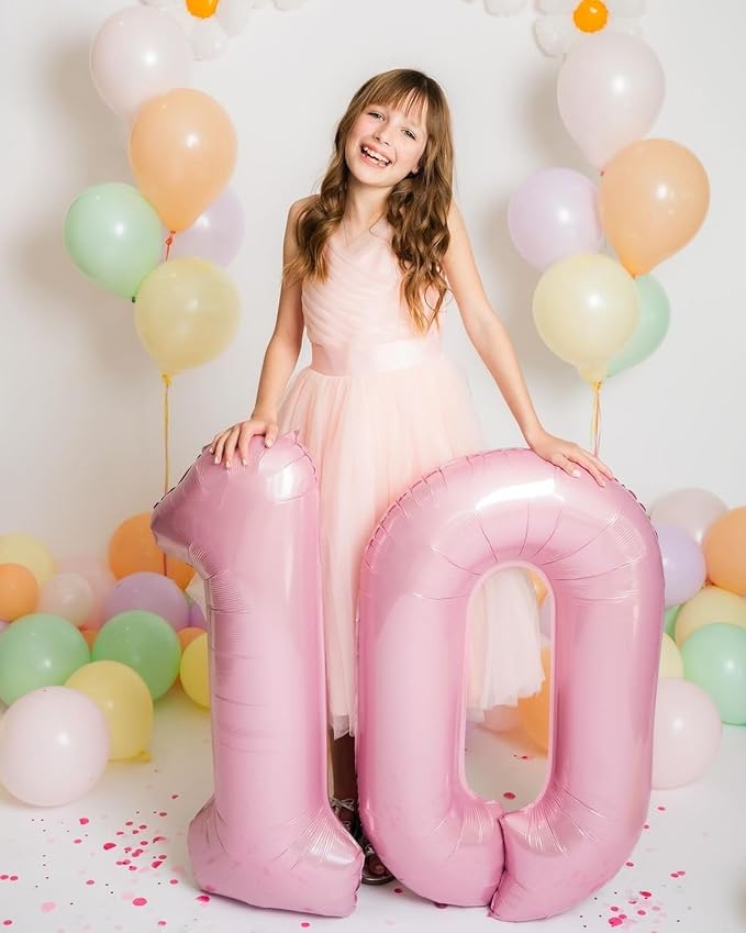 Number Pastel Pink Balloons 40 Inch, Large Happy 20th Birthday Decorations for Women, Foil Balloon Number for Wedding Marriage Proposa Big Events Family Reunions Party Supplies