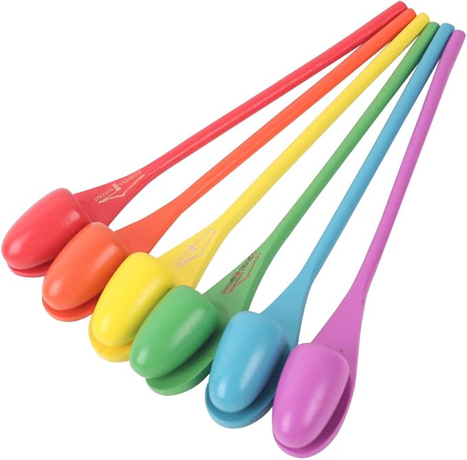 LovesTown 12 PCS Egg Spoon Race Game Sets, Wooden Balance Relay Games for Kids Carnival Birthday Party Outdoor Games (Pack of 2)