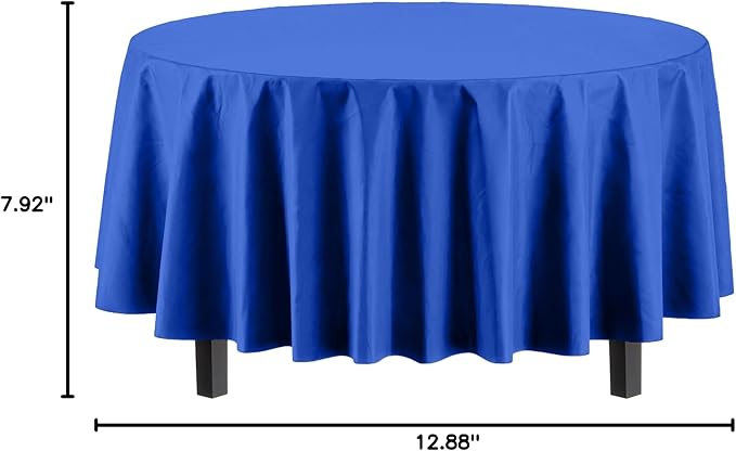 Exquisite Party Solids 6-Pack Premium Plastic Tablecloth 84in. Round Plastic Table Cover - Dark Blue
