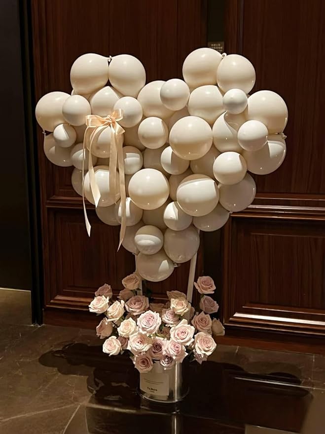 400 Pcs Sand White Balloons 12 Inch Sand White Cream Beige Bulk Latex Balloon for Birthday Wedding Bridal Shower Gender Reveal Party Decorations