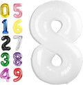 8 Balloon Numbers, 40 Inch White 8 Birthday Decoration for Women And Men, Balloons Decoration for Happy 8 18 28 80 Birthday, Wedding Anniversary, New Year, Party Decoration