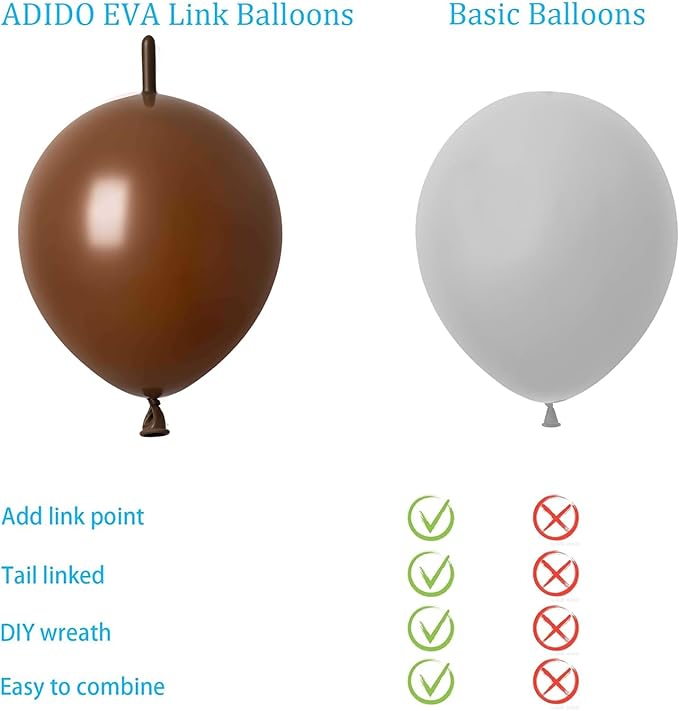 Link Balloons Brown 6 Inch 12 Inch Latex Quick Linkale Balloon 160 Pcs for Birthday, Halloween, Christmas, Party Festival Decorations