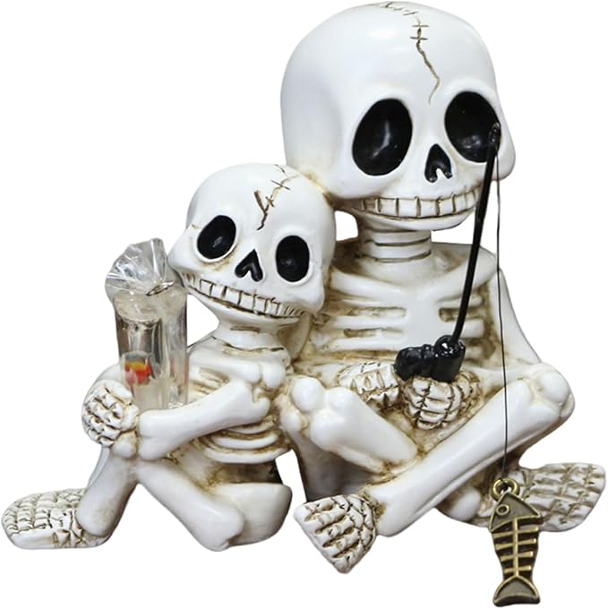 Halloween Skeleton Garden Statue Outdoor Halloween Decor, 2 Pack Gothic Decor Skeleton Plant Decorations for Pots, Cute Ghost Figurine Resin Sculpture for Desk Garden Patio Lawn Yard (D)