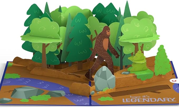 Lovepop Birthday Pop-Up Card for Him - 3D Greeting Cards for Men, Father, Husband - Bigfoot Legendary - 5" x 7" Card - Blank Note Card & Envelope Included