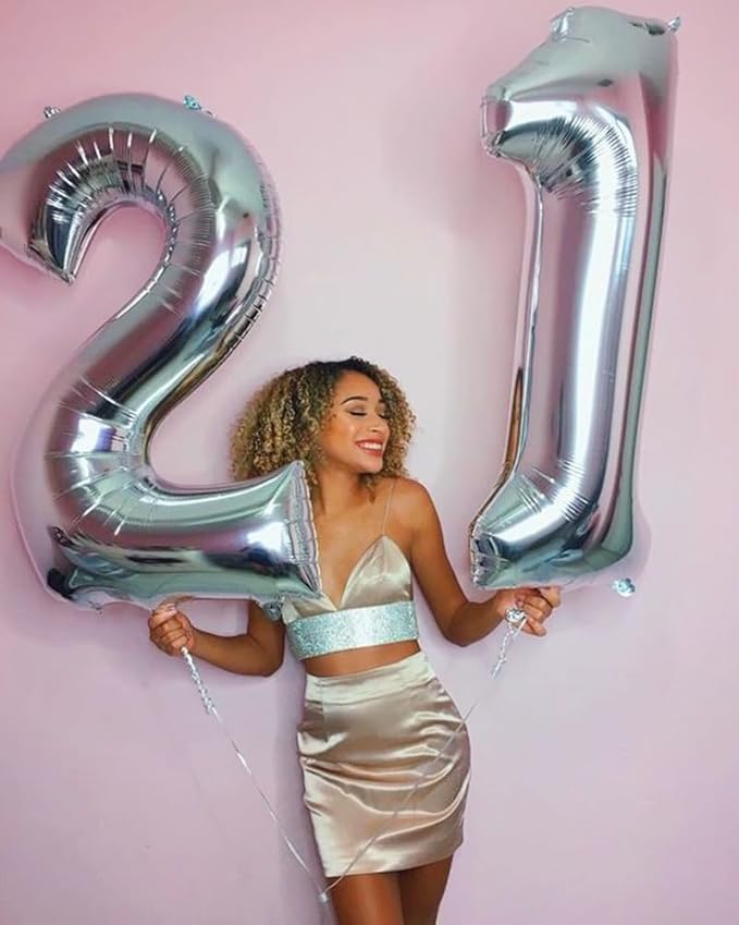 Numbers Balloon 3, 40 Inch Large Silver Balloon for Three Year Old Birthday Decor, 3 13 30 31 Birthday Party Decorations for Wedding Supplies