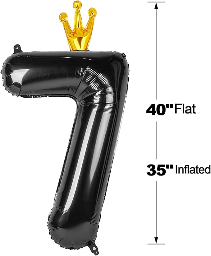 Black 7 Balloon, 40 Inch Number Balloons, Black Party Decorations, 7th Balloons Number, 17th 27th 37th 47th, Black Seven Birthday Decorations, Number 7