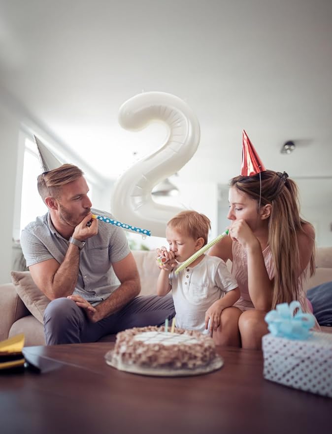 Cream Number 2 Balloons – 40 Inch Giant Foil Number Balloon, Light Cream Number Balloon for Birthday Anniversary Baby Shower Party Decorations