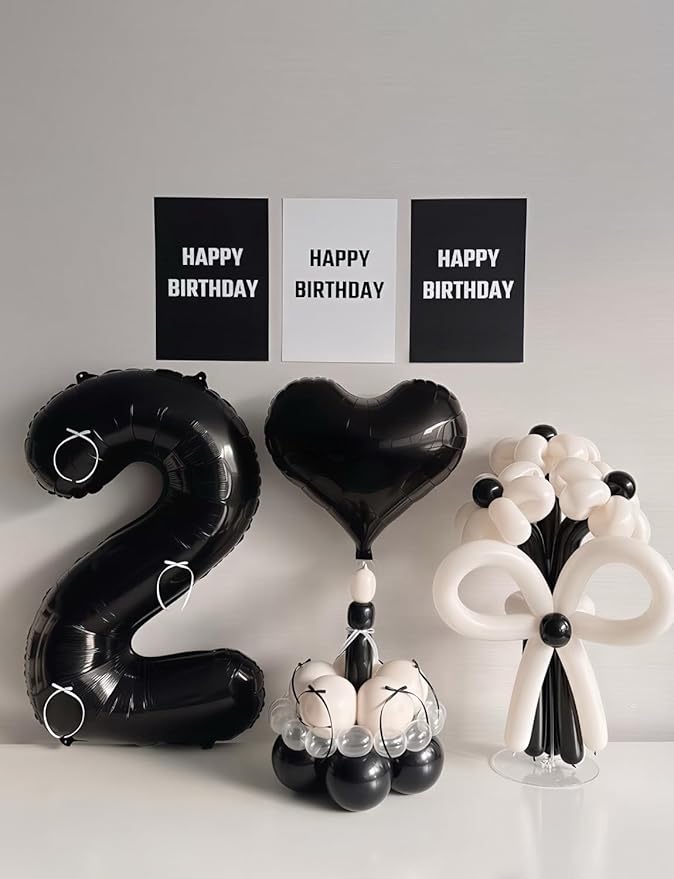 Black Number 2 Balloons – 40 Inch Giant Foil Number Balloon, Black Number Balloon for Men Women Boys Girls Birthday Graduation Anniversary Party Decorations