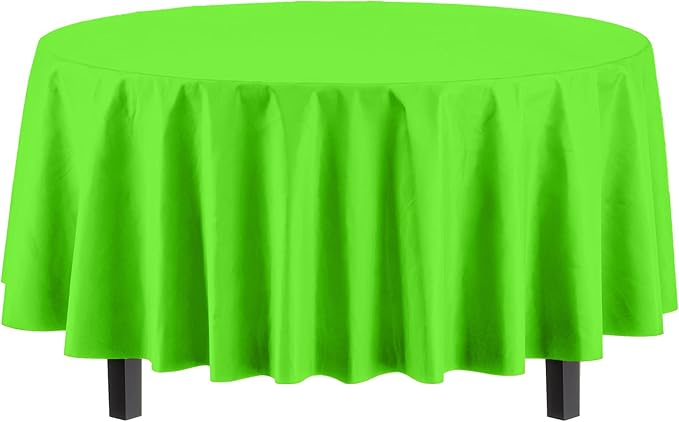 Exquisite Party Solids 6-Pack Premium Plastic Tablecloth 84in. Round Plastic Table Cover - Lime Green