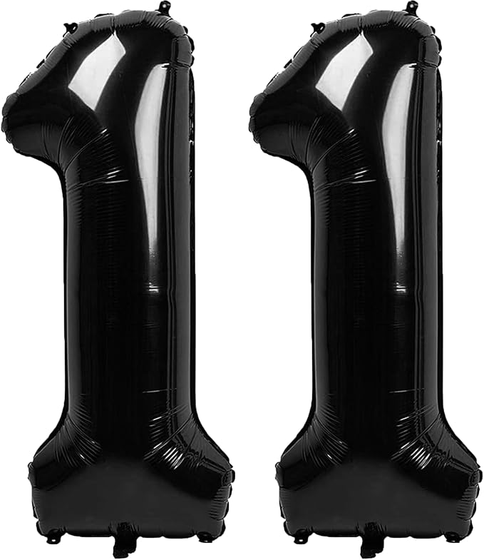 40 Inch Black Number 11 Digital Balloon,Jumbo Mylar Foil Helium Balloon for 11 Balloons for Birthday Party,Wedding Anniversary Party Decorations